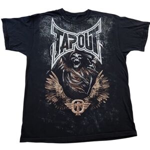Tapout Mens Skeleton Wings Grunge Graphic T Shirt Black Size XL